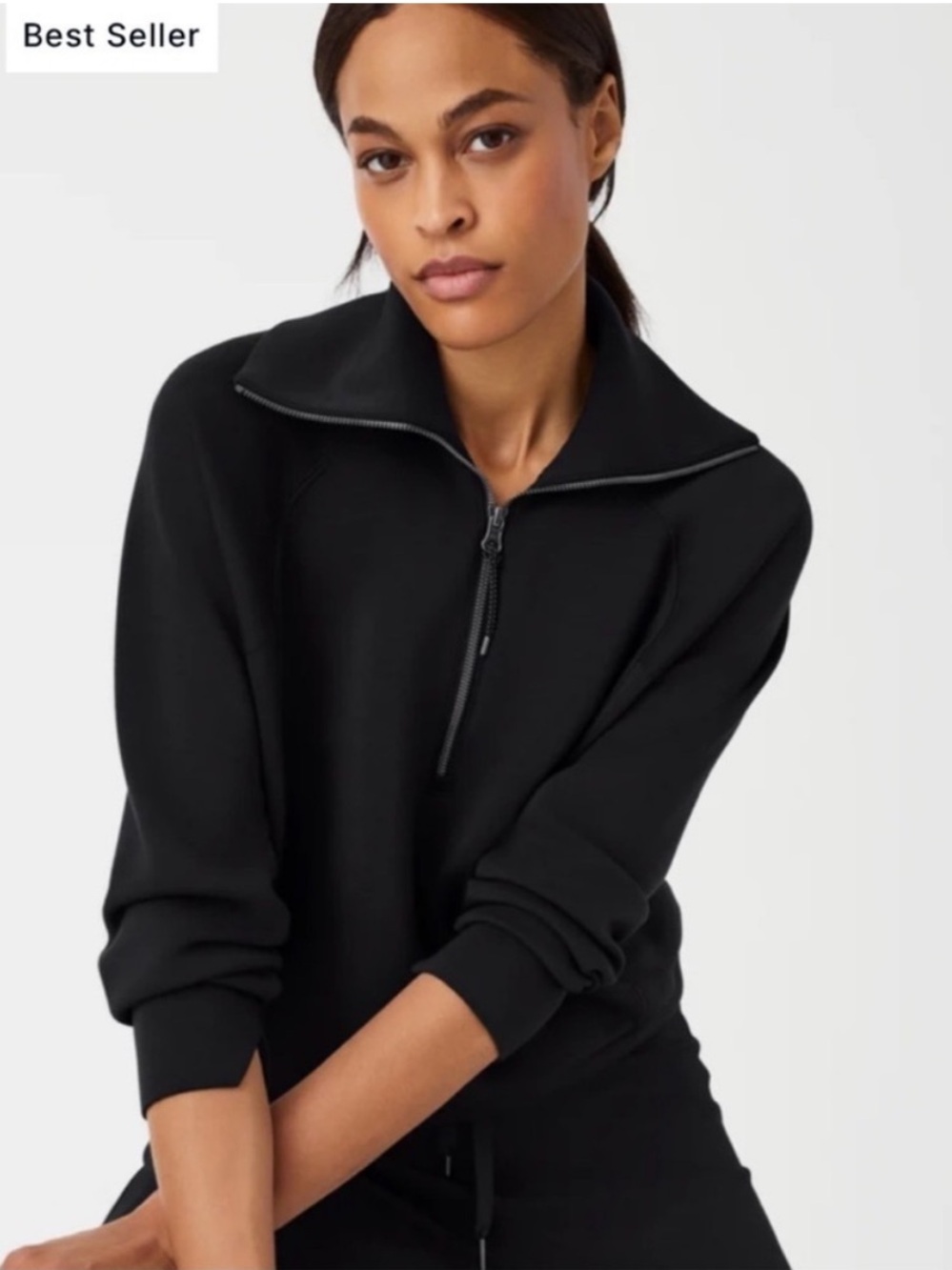 Spanx AirEssentials Half Zip Sweater Black